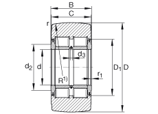 支撐型滾輪 NNTR70X180X85-2ZL, 滿裝滾子，軸向引導(dǎo)，兩側(cè)唇密封