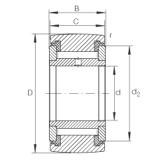 支撐型滾輪 NATV35-PP, 滿裝滾針，軸向引導(dǎo)，兩側(cè)用推力滑動(dòng)墊圈