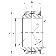 關(guān)節(jié)軸承 GE140-DO-2RS, 根據(jù) DIN ISO 12 240-1 標(biāo)準(zhǔn), 需維護，兩側(cè)唇密封