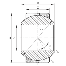 關節軸承 GE10-PB, 根據 DIN ISO 12 240-1 標準，尺寸系列 K，需維護