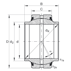 關(guān)節(jié)軸承 GE50-HO-2RS, 根據(jù) DIN ISO 12 240-1 標準, 需維護，兩側(cè)唇密封