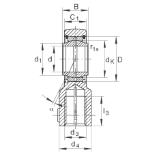 液壓桿端軸承 GIHNRK40-LO, 根據(jù) DIN ISO 12 240-4 標(biāo)準(zhǔn)，帶右旋螺紋夾緊裝置，需維護(hù)