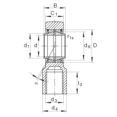 液壓桿端軸承 GIHNRK63-LO, 根據 DIN ISO 12 240-4 標準，帶右旋螺紋夾緊裝置，需維護