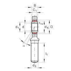 桿端軸承 GAL8-UK, 根據 DIN ISO 12 240-4 標準，帶左旋外螺紋，需維護