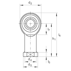 桿端軸承 GIKPR10-PW, 根據 DIN ISO 12 240-4 標準，帶右旋小螺距內螺紋，需維護