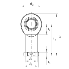 桿端軸承 GIR30-UK, 根據(jù) DIN ISO 12 240-4 標(biāo)準(zhǔn)，帶右旋內(nèi)螺紋，免維護(hù)