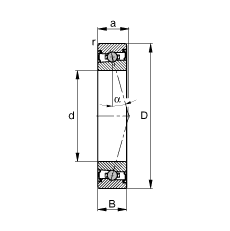 主軸軸承 HCS71901-C-T-P4S, 調(diào)節(jié)，成對(duì)安裝，接觸角 α = 15°，兩側(cè)唇密封，非接觸，限制公差