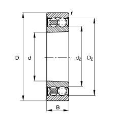 自調心球軸承 2209-K-2RS-TVH-C3, 根據 DIN 630 標準的主要尺寸, 錐孔，錐度 1:12，兩側唇密封