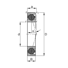 主軸軸承 HCB7218-C-T-P4S, 調節，成對或單元安裝，接觸角 α = 15°，陶瓷球，限制公差