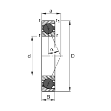 主軸軸承 HCB7224-E-T-P4S, 調節，成對或單元安裝，接觸角 α = 25°，陶瓷球，限制公差