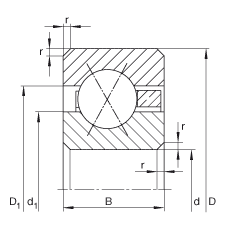 薄截面軸承 CSXB025, 四點接觸球軸承，類型X，運行溫度 -54°C 到 +120°C