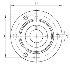 軸承座單元 RA45, 帶三個/四個螺栓孔的法蘭的軸承座單元，沖壓鋼板，偏心鎖圈，P型密封