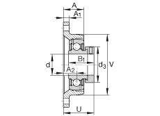 軸承座單元 PCJT1-1/4, 對角法蘭軸承座單元，鑄鐵，根據 ABMA 15 - 1991, ABMA 14 - 1991, ISO3228 帶有偏心緊定環，P型密封，英制